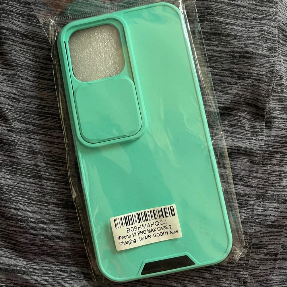 New Lot of 3 iPhone 13 Pro Max Solid Blue Teal Cases Sliding Camera Lens Cover